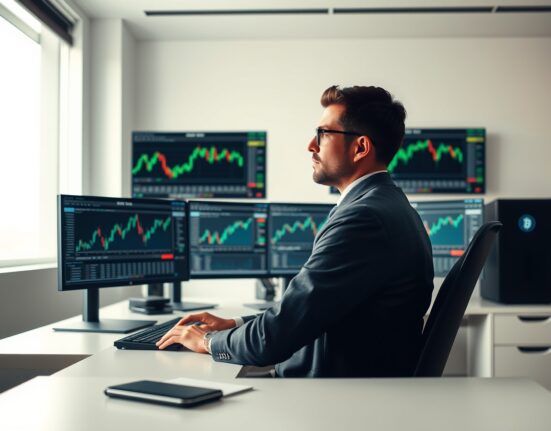 Multicoin Capital co-founder Tushar Jain analyzing crypto market charts on multiple monitors