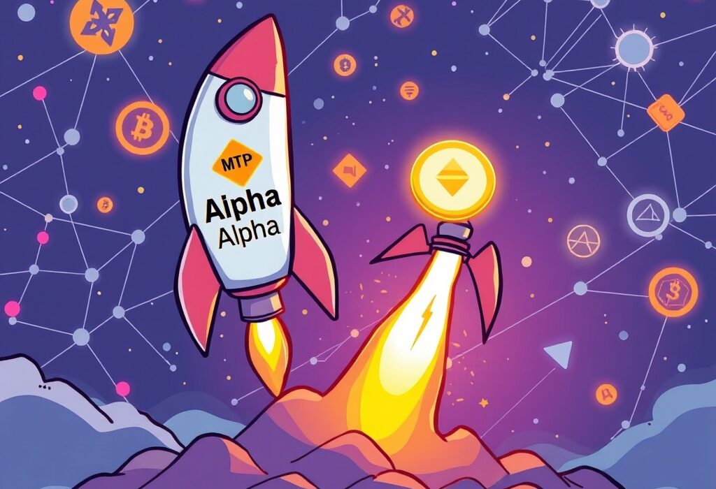 Binance Alpha platform preparing to launch Multiple Network (MTP) token, symbolizing new crypto project listings.