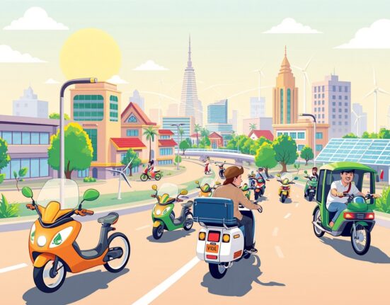 Blockchain-powered green mobility initiatives transforming Cambodian transportation with eco-friendly vehicles.