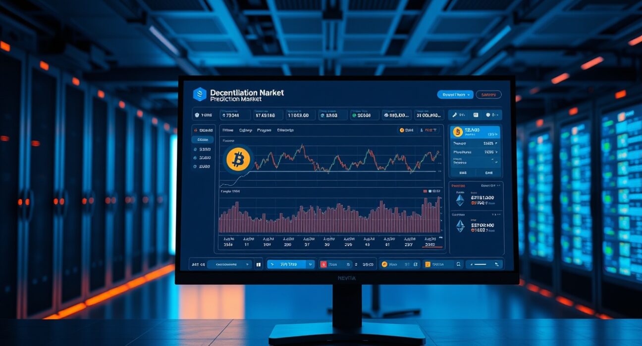 Myriad prediction market dashboard with Chainlink oracle integration showing real-time crypto price feeds