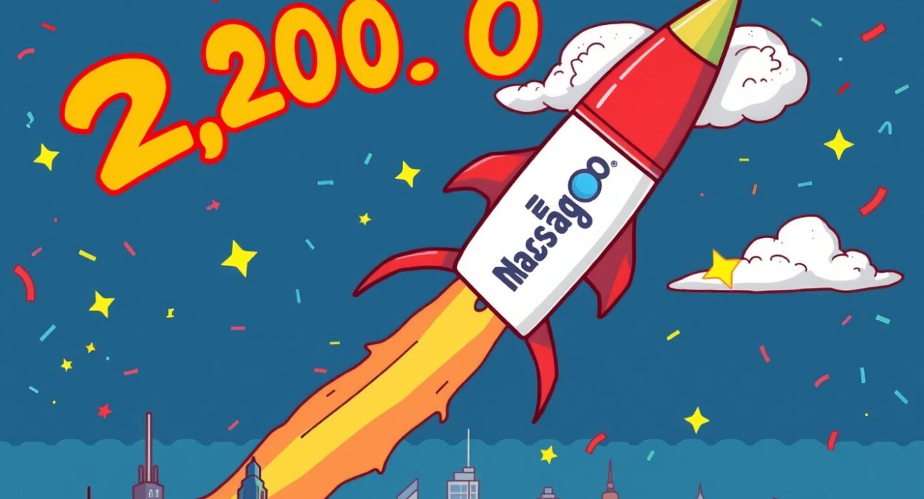 Cartoon illustration showing the Nasdaq all-time high with a rocket soaring past 22,000, symbolizing incredible market growth.