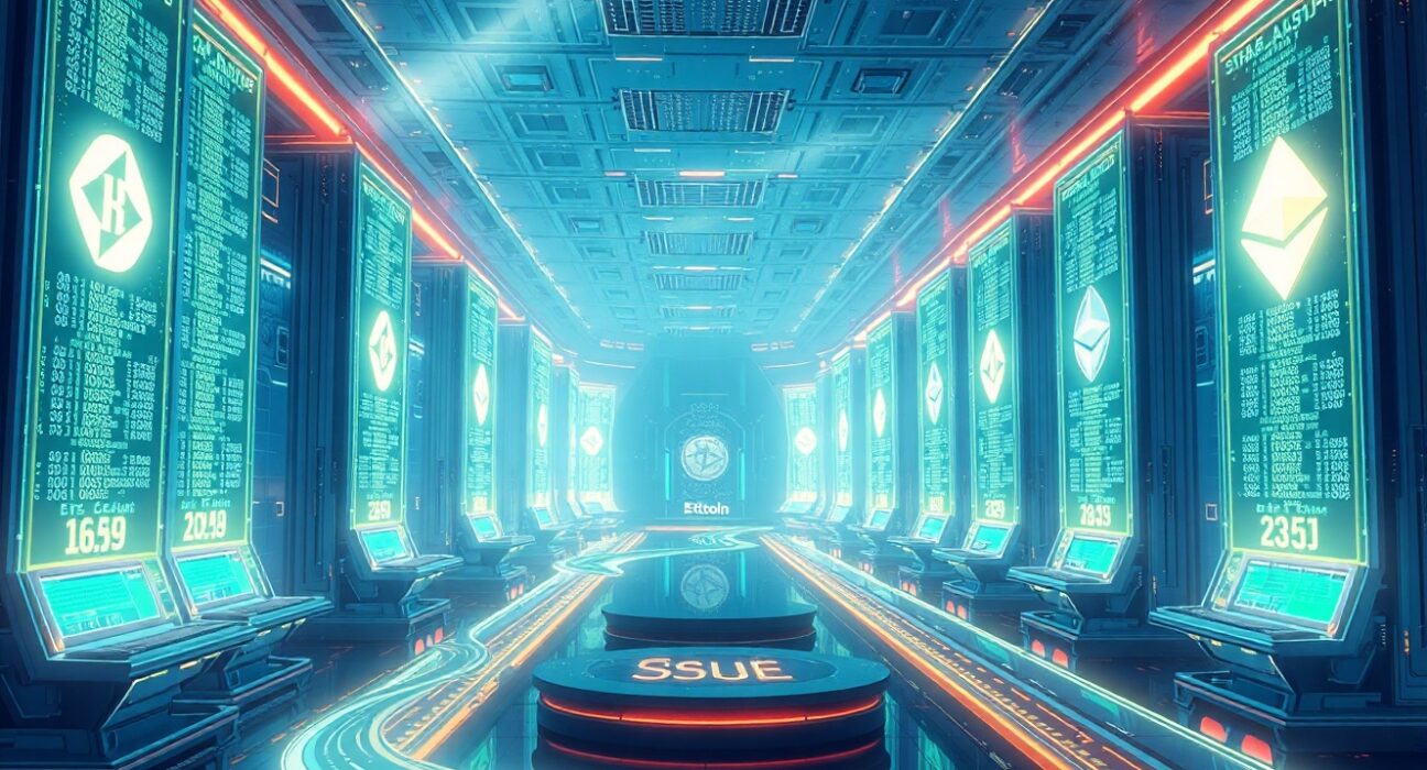 Conceptual representation of Nasdaq removing Bitcoin and Ethereum ETF options trading limits for institutional investors.