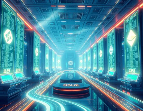 Conceptual representation of Nasdaq removing Bitcoin and Ethereum ETF options trading limits for institutional investors.