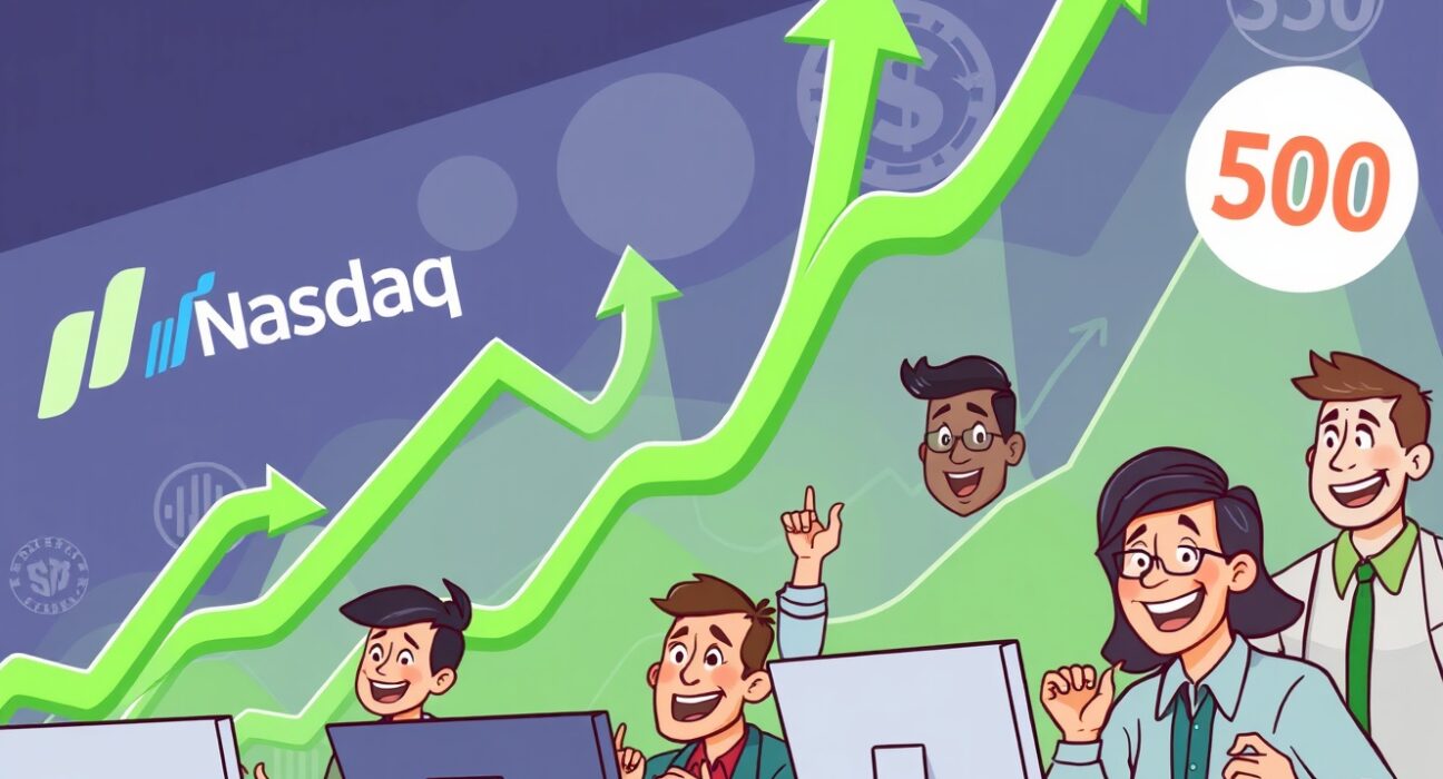 Investors celebrate as the Nasdaq S&P 500 all-time highs signal a booming stock market, reflecting strong economic optimism.