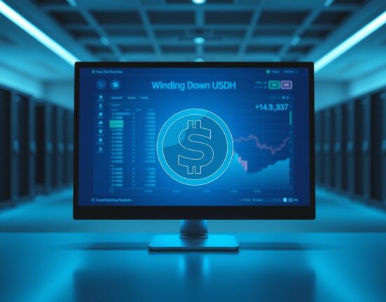 Digital display showing USDH stablecoin winding down on a trading interface