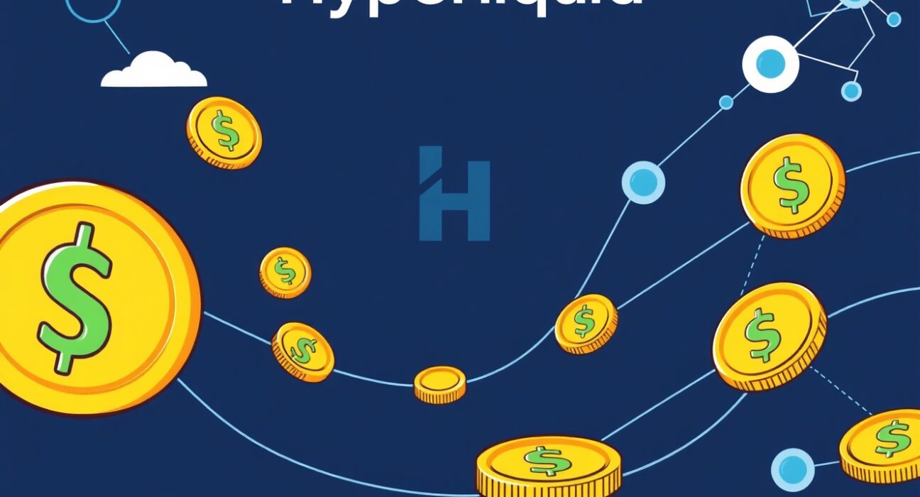 Cartoon illustration showing native USDC support seamlessly connecting various blockchain networks for Hyperliquid trading.