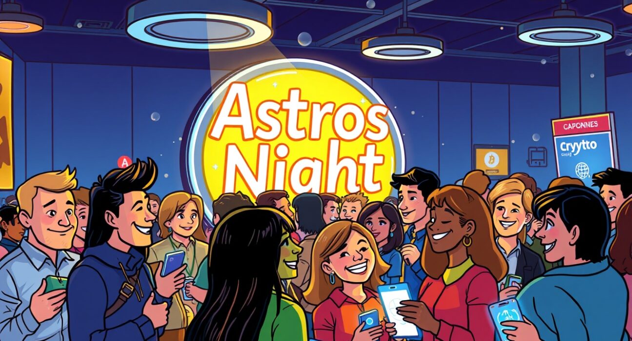 Cartoon illustration of a successful networking event, highlighting the collaborative spirit fostered by Navi Protocol at KBW 2025.