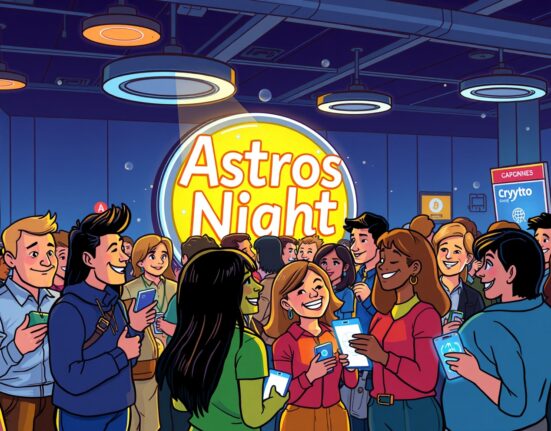 Cartoon illustration of a successful networking event, highlighting the collaborative spirit fostered by Navi Protocol at KBW 2025.