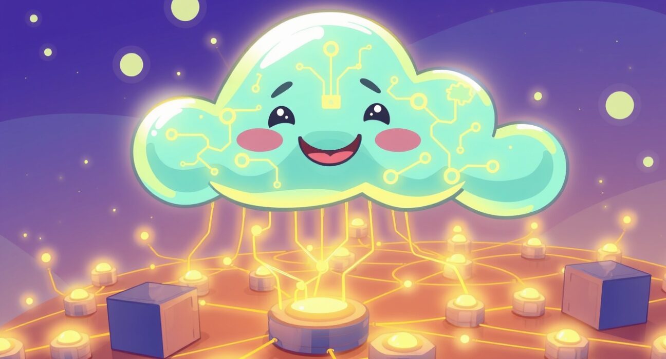 A vibrant illustration of the NEAR AI Cloud providing secure, decentralized artificial intelligence services.