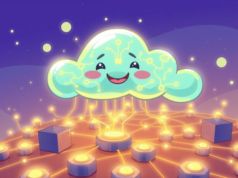 A vibrant illustration of the NEAR AI Cloud providing secure, decentralized artificial intelligence services.