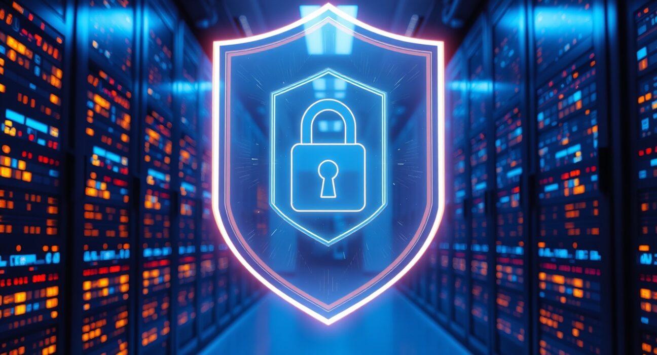 Quantum-resistant security shield over blockchain server racks in a data center