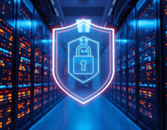Quantum-resistant security shield over blockchain server racks in a data center