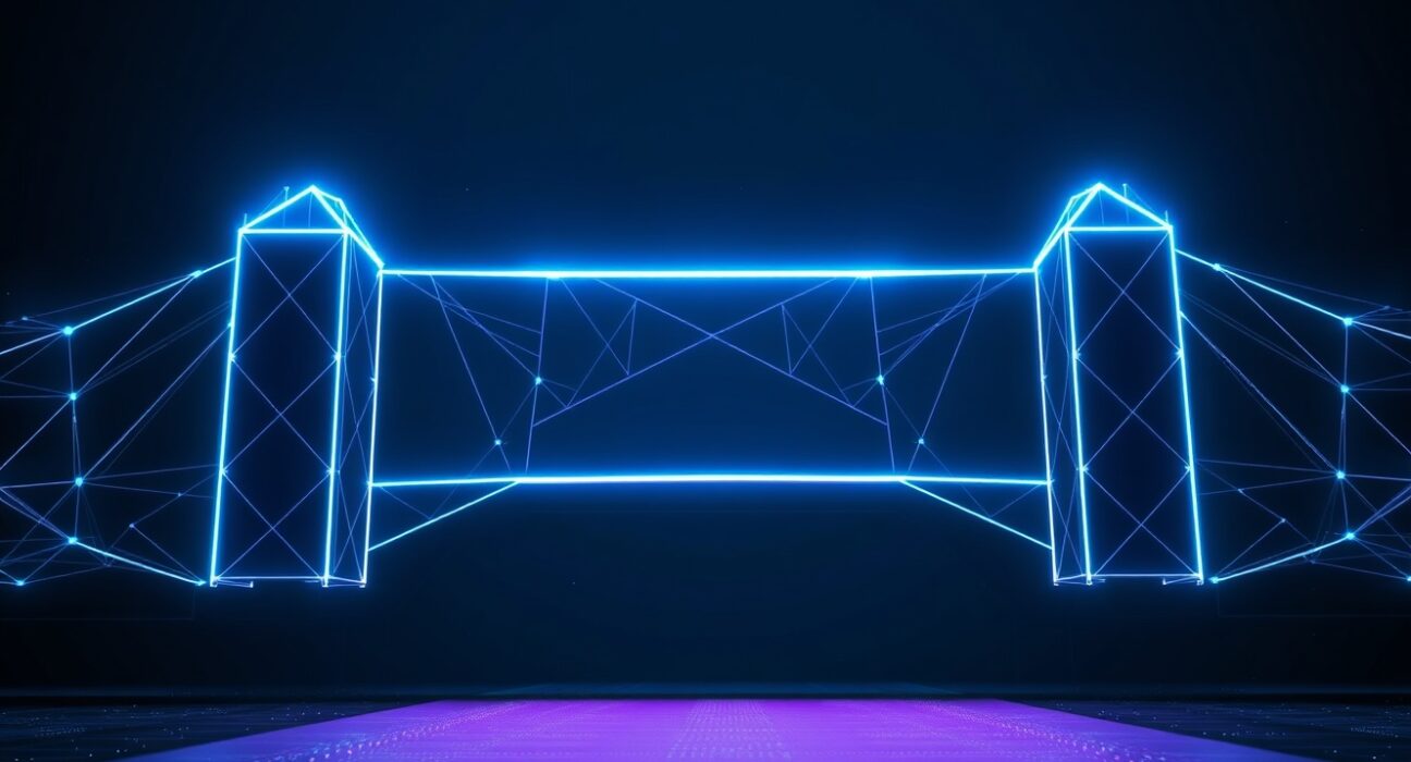Digital bridge representing NEAR Protocol's cross-chain connectivity and network growth