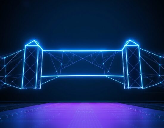 Digital bridge representing NEAR Protocol's cross-chain connectivity and network growth