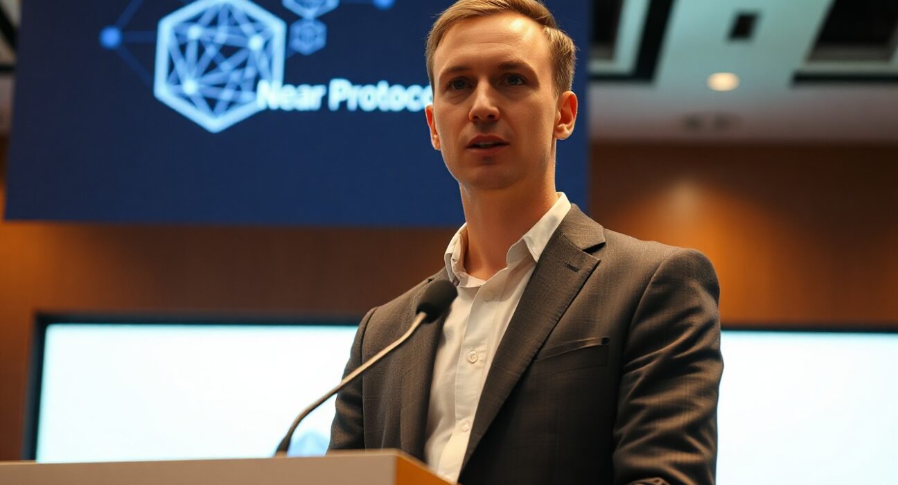 Illia Polosukhin, Near Protocol co-founder, speaking at a conference about tokenomics