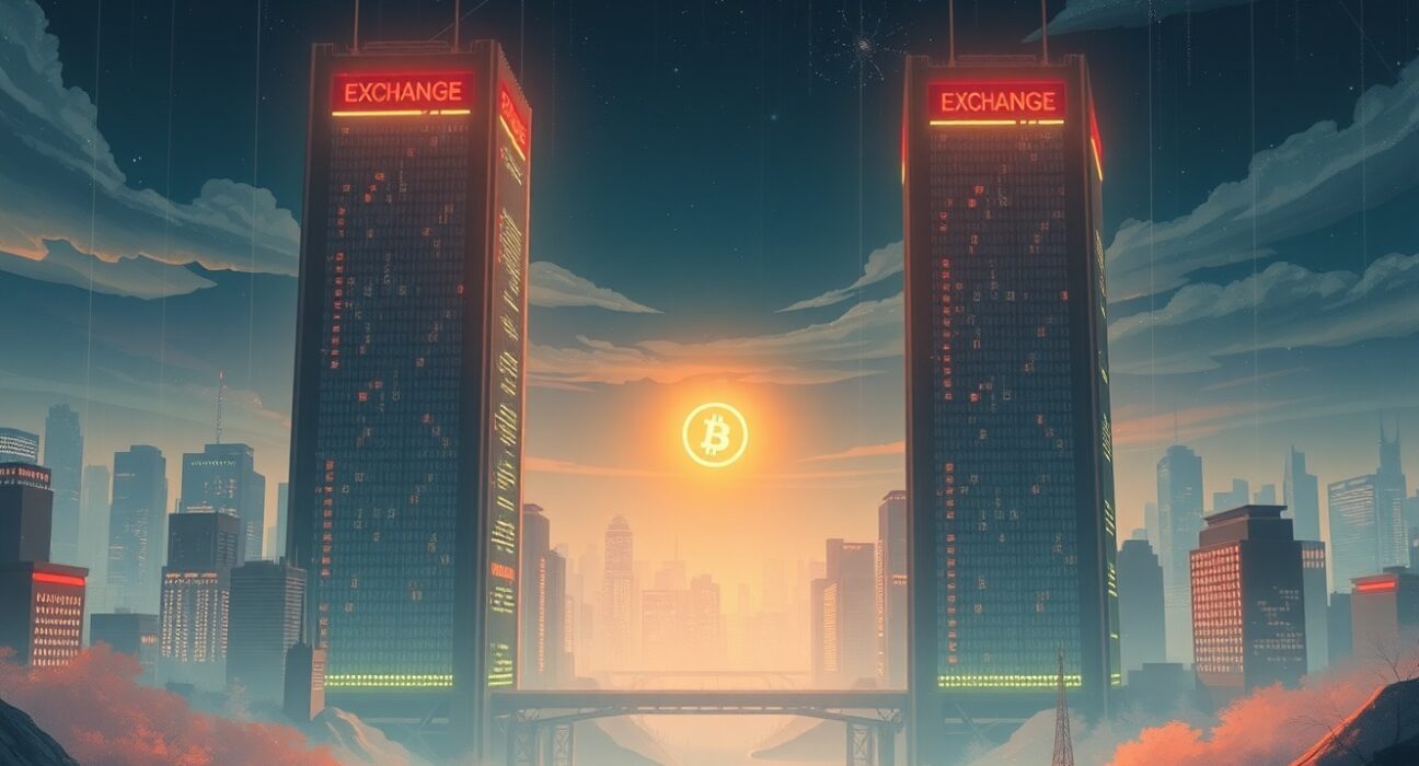 Conceptual art of a cryptocurrency token being separated from major South Korean exchanges.