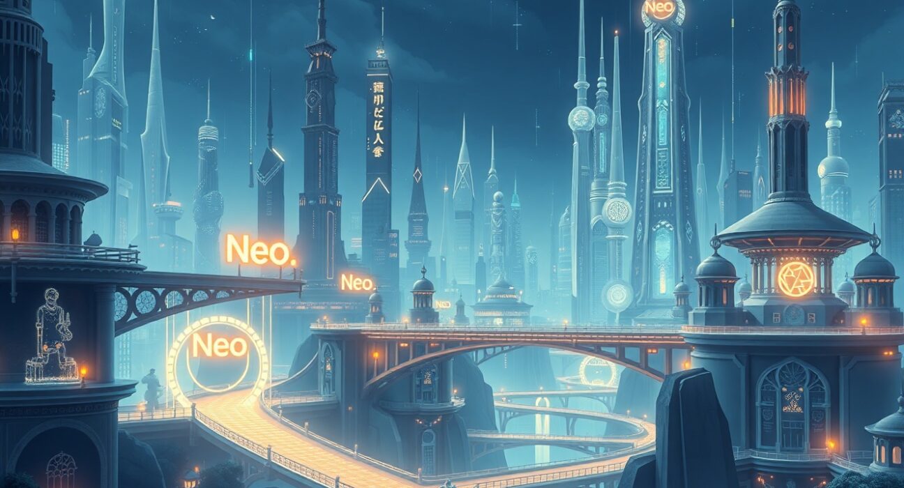 Neo blockchain ecosystem with integrated stablecoin technology for decentralized finance.