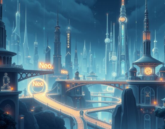 Neo blockchain ecosystem with integrated stablecoin technology for decentralized finance.