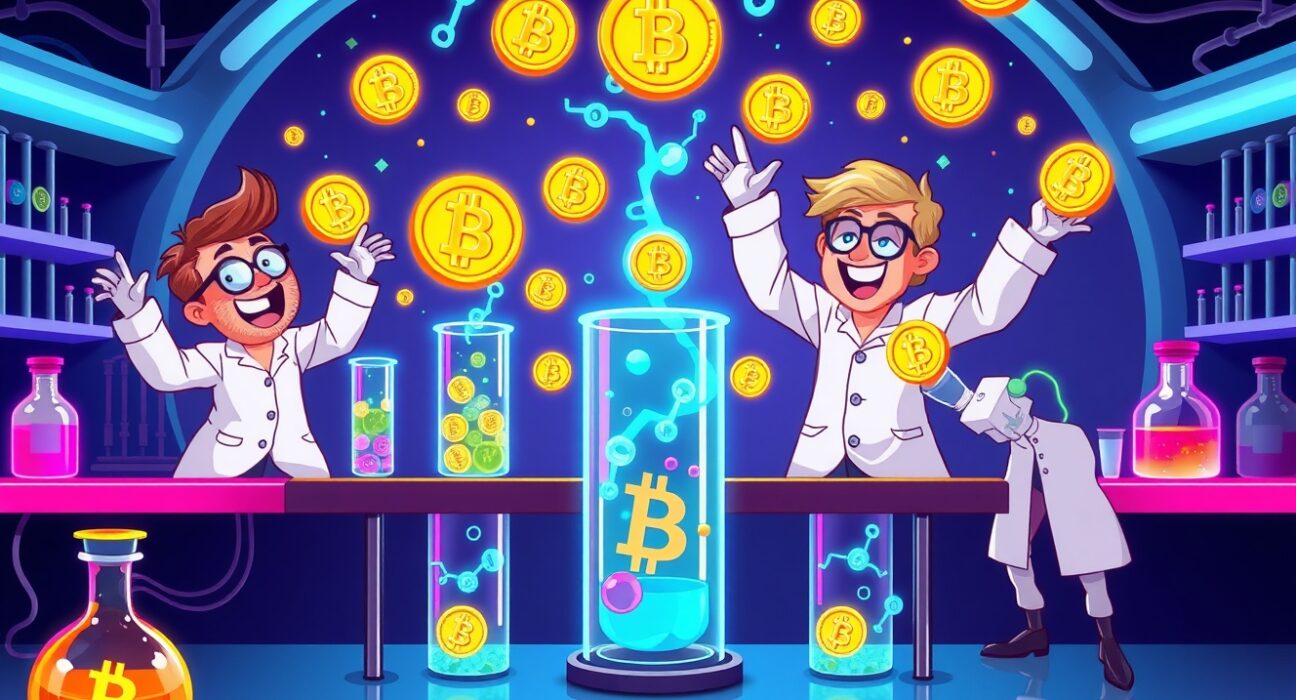 Exciting Ness Lab listing announcement with digital tokens and blockchain laboratory theme