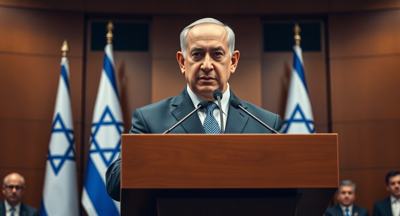 Israeli Prime Minister Benjamin Netanyahu speaking at Mossad inauguration ceremony.