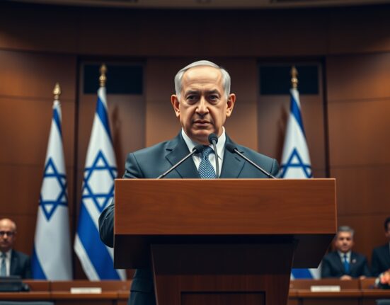 Israeli Prime Minister Benjamin Netanyahu speaking at Mossad inauguration ceremony.