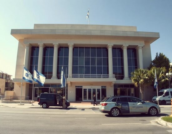 Exterior of the Israeli Prime Minister's office in Jerusalem ahead of a security cabinet meeting.