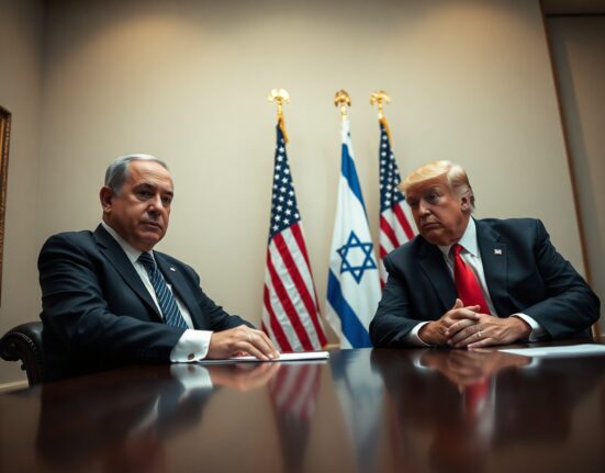Israeli PM Netanyahu and US President Trump in diplomatic meeting discussing Iran policy