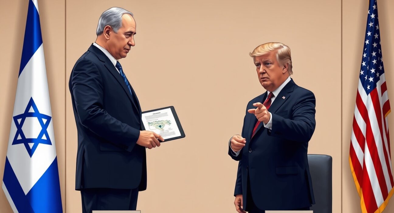 Israeli PM Netanyahu and former US President Trump discussing the suspension of military action against Iran.