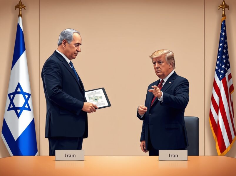 Israeli PM Netanyahu and former US President Trump discussing the suspension of military action against Iran.