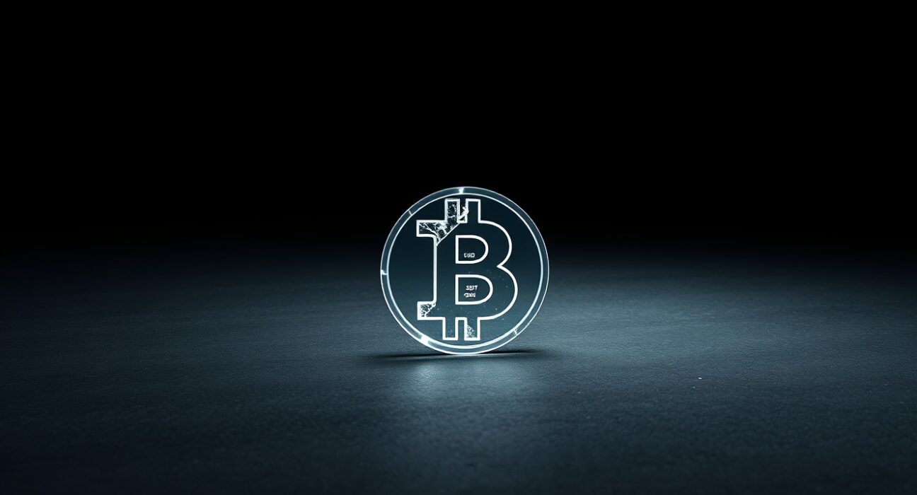 Conceptual image for Netflix's FTX documentary series The Altruists, symbolizing the collapse of the cryptocurrency exchange.