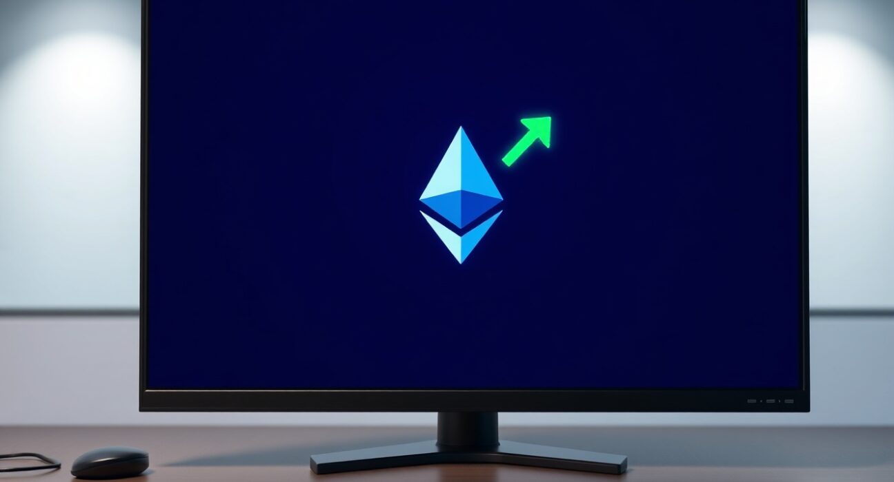 Digital interface showing a large Ethereum withdrawal from a cryptocurrency exchange