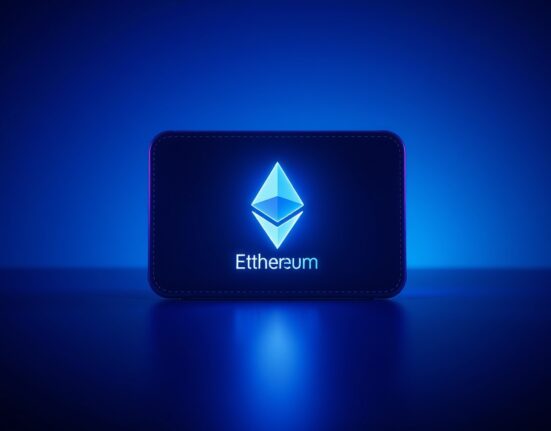 Cryptocurrency wallet interface with Ethereum logo and staking indicator