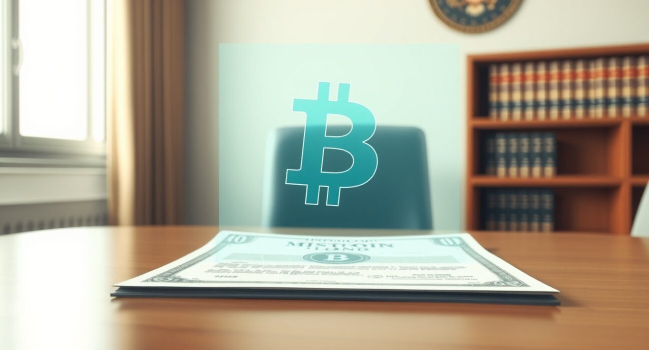 New Hampshire's Bitcoin-backed municipal bond certificate with crypto collateral symbol.