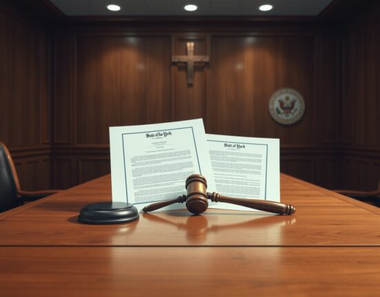 Legal documents from New York authorities regarding Coinbase and Gemini lawsuits on courtroom bench
