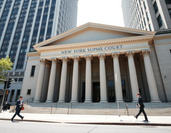 New York Supreme Court building exterior, where the state's lawsuit against Kalshi was filed.