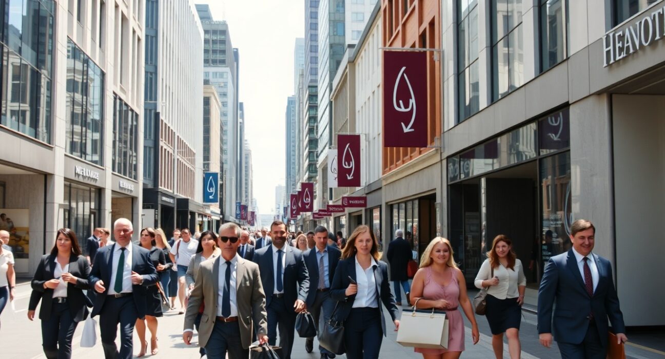 Busy commercial street in Auckland, New Zealand, representing a shift in business confidence.