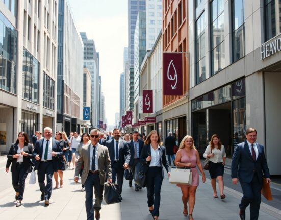 Busy commercial street in Auckland, New Zealand, representing a shift in business confidence.