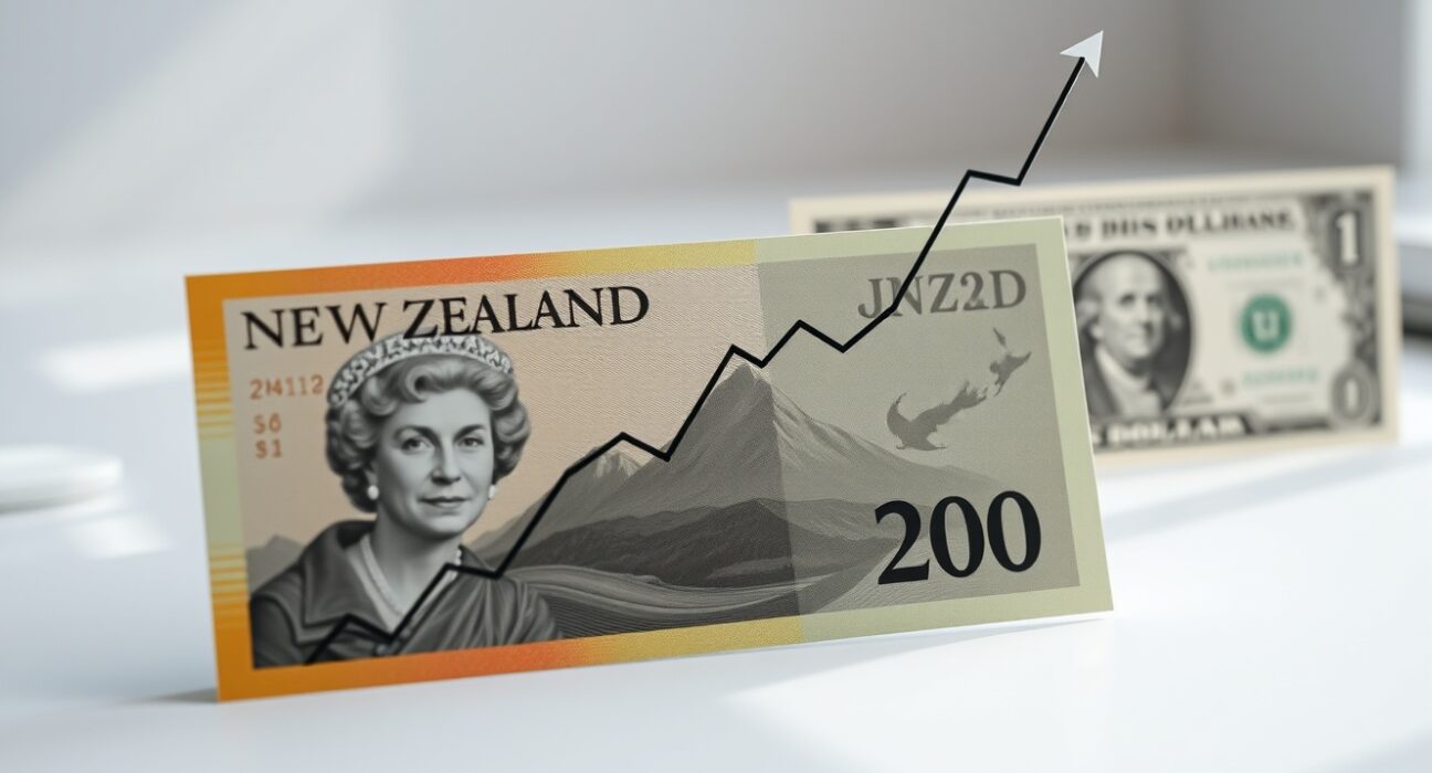 New Zealand Dollar banknote with chart overlay, representing currency strength analysis