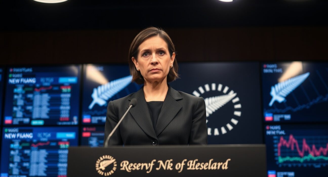 Reserve Bank of New Zealand official at a press conference discussing interest rate policy.