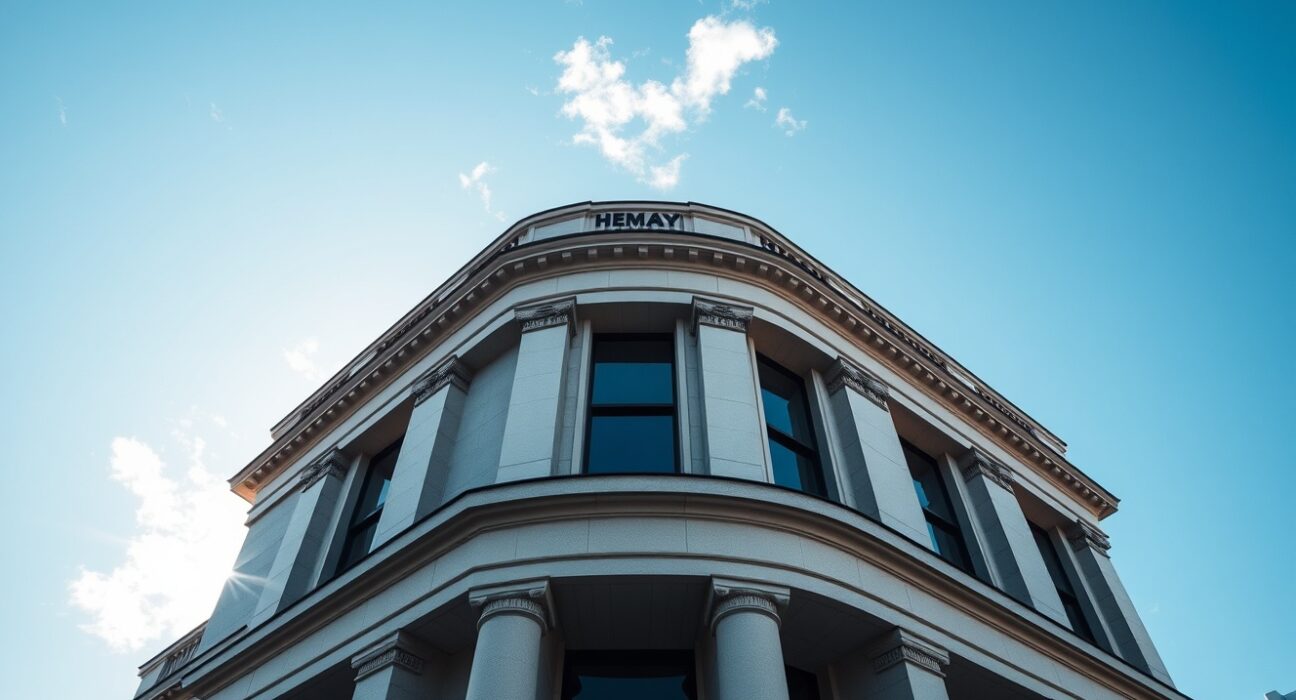 Reserve Bank of New Zealand building in Wellington on a clear day