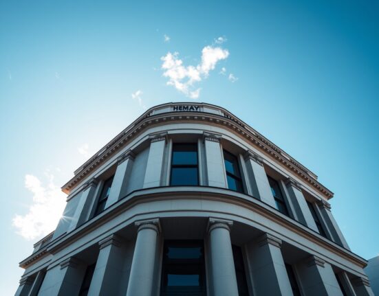Reserve Bank of New Zealand building in Wellington on a clear day