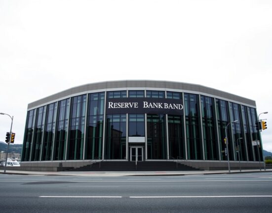 Reserve Bank of New Zealand headquarters in Wellington on an overcast day