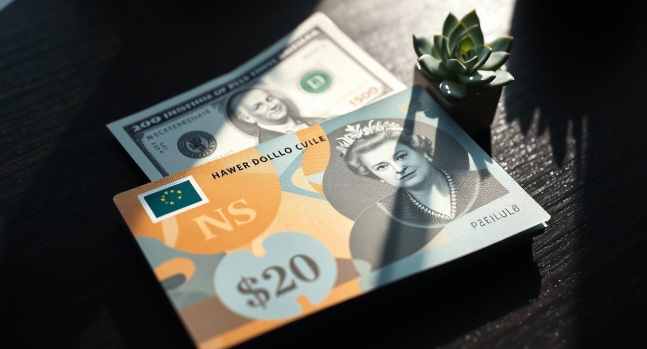 New Zealand Dollar banknote on a desk with a US Dollar note blurred in the background, representing NZD/USD forex movement.