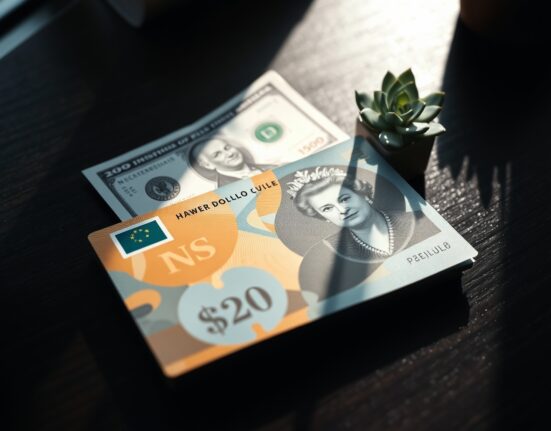 New Zealand Dollar banknote on a desk with a US Dollar note blurred in the background, representing NZD/USD forex movement.