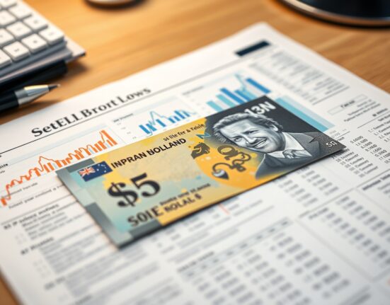 New Zealand Dollar banknote on financial newspaper with inflation charts