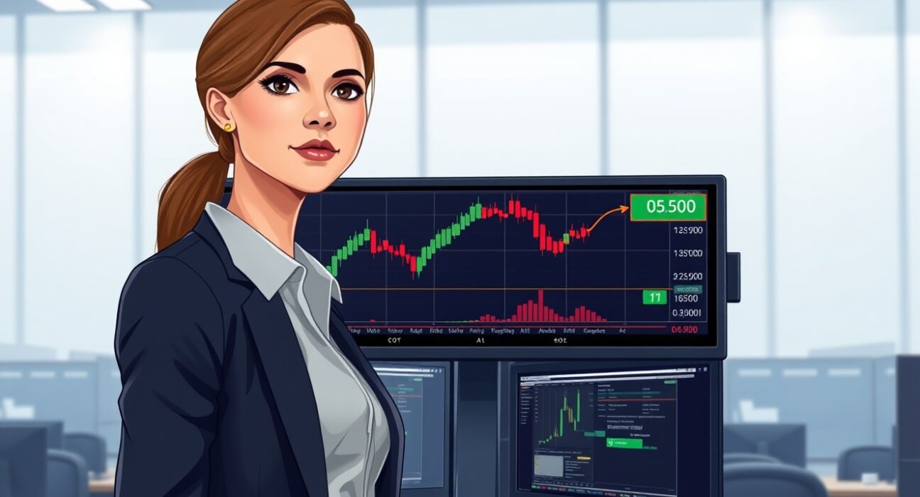 Financial analyst monitoring NZD/USD forex chart above 0.5900 ahead of US jobs data release.