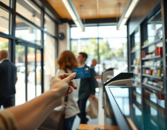 Shopper using contactless payment at a New Zealand retail store in July