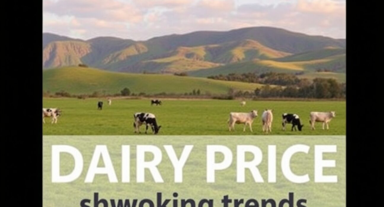 Dairy cows grazing on a New Zealand farm, representing the country's key dairy export sector.