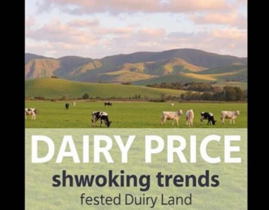 Dairy cows grazing on a New Zealand farm, representing the country's key dairy export sector.