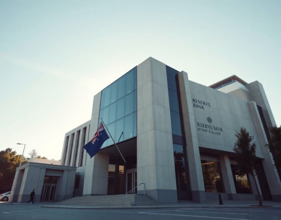 Reserve Bank of New Zealand building in Wellington on a clear day